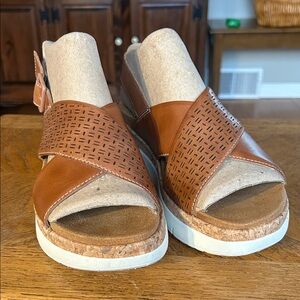 Brown Leather Sandals with Cork Sole